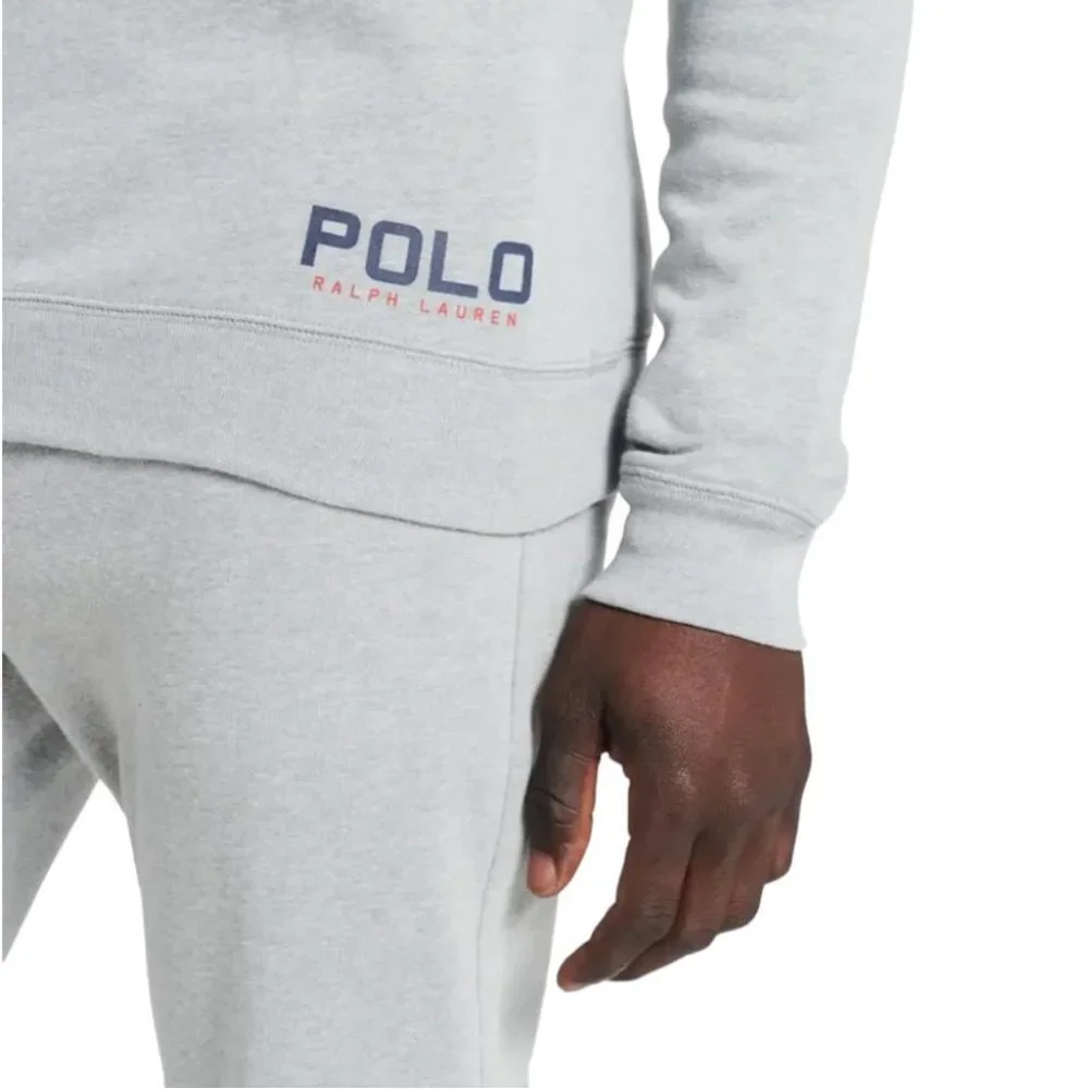 Polo Ralph Lauren Raglan Grey Crewneck Regular Fit Mens Sleepwear Sweatshirt - Picture 3 of 14